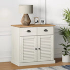Compact dressoir met massief grenenhout en metalen handgrepen - Wit / 1 - Dressoirs & buffetkasten