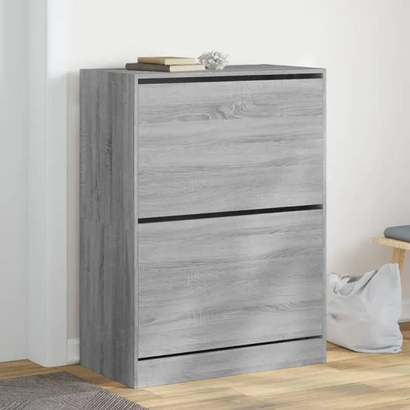 Schoenenkast 80X34X96,5 Cm Bewerkt Hout Eikenkleur Grijs Sonoma