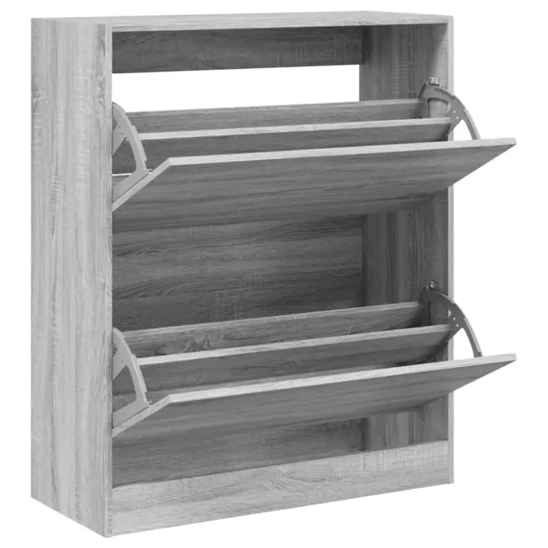 Schoenenkast 80X34X96,5 Cm Bewerkt Hout Eikenkleur Grijs Sonoma
