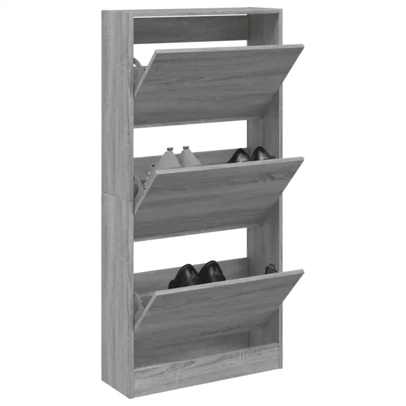 Schoenenkast 80X34X96,5 Cm Bewerkt Hout Eikenkleur Grijs Sonoma