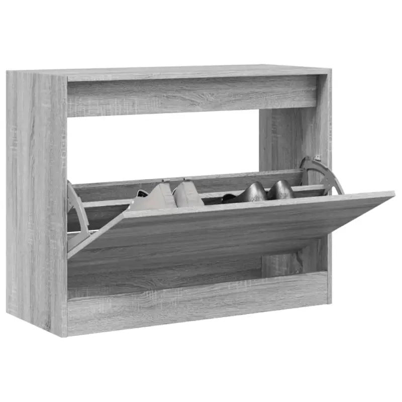 Schoenenkast 80X34X96,5 Cm Bewerkt Hout Eikenkleur Grijs Sonoma