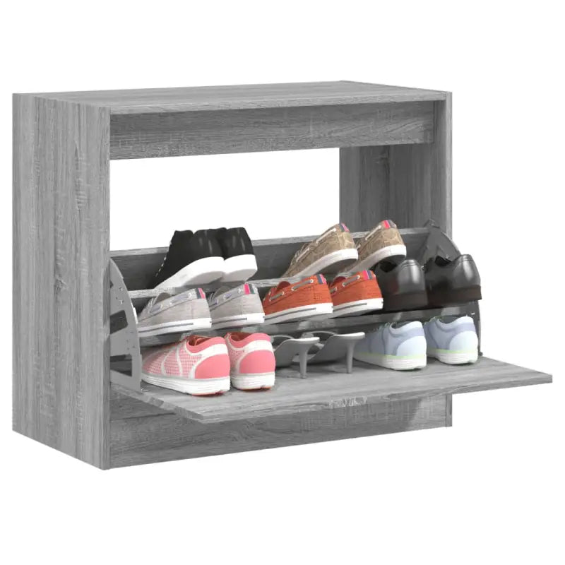 Schoenenkast 80X34X96,5 Cm Bewerkt Hout Eikenkleur Grijs Sonoma