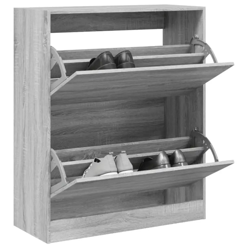 Schoenenkast 80X34X96,5 Cm Bewerkt Hout Eikenkleur Grijs Sonoma