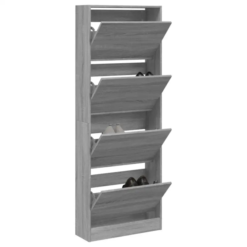 Schoenenkast 80X34X96,5 Cm Bewerkt Hout Eikenkleur Grijs Sonoma