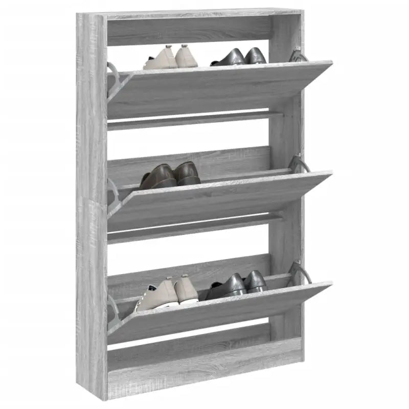 Schoenenkast 80X34X96,5 Cm Bewerkt Hout Eikenkleur Grijs Sonoma