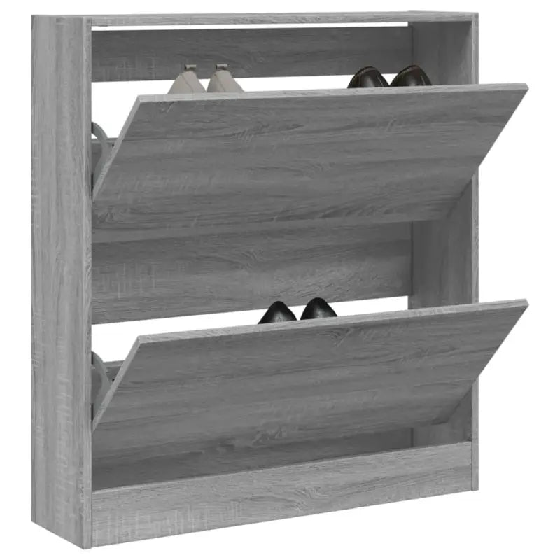 Schoenenkast 80X34X96,5 Cm Bewerkt Hout Eikenkleur Grijs Sonoma