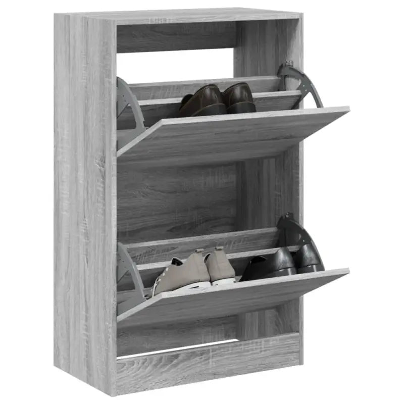 Schoenenkast 80X34X96,5 Cm Bewerkt Hout Eikenkleur Grijs Sonoma