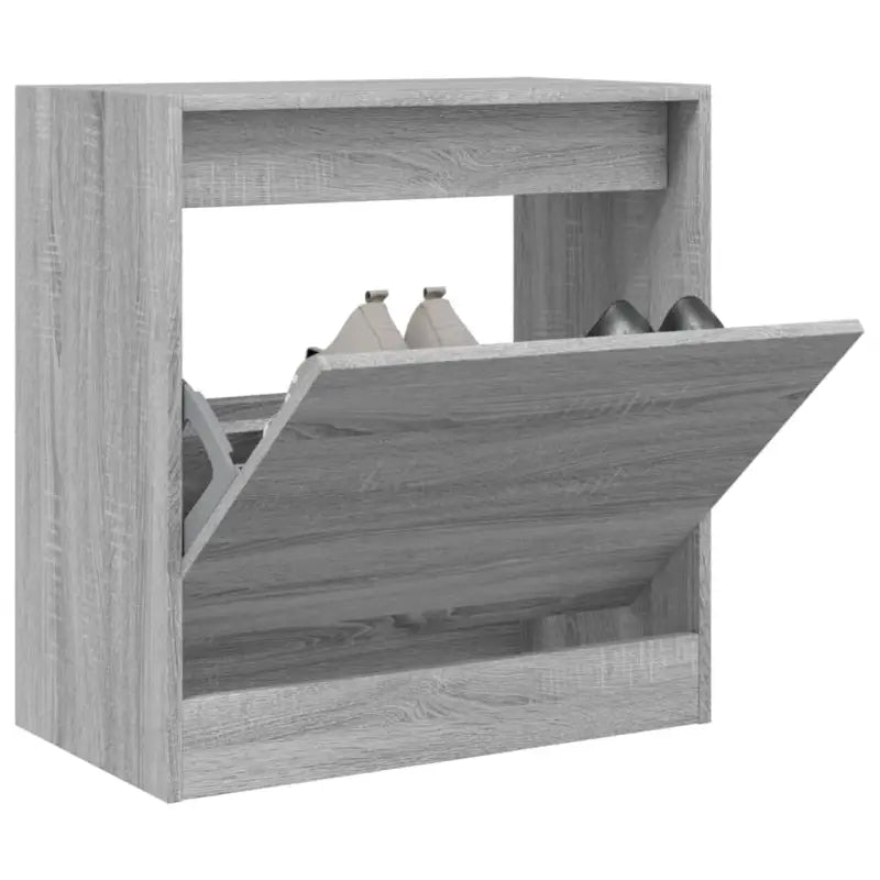Schoenenkast 80X34X96,5 Cm Bewerkt Hout Eikenkleur Grijs Sonoma