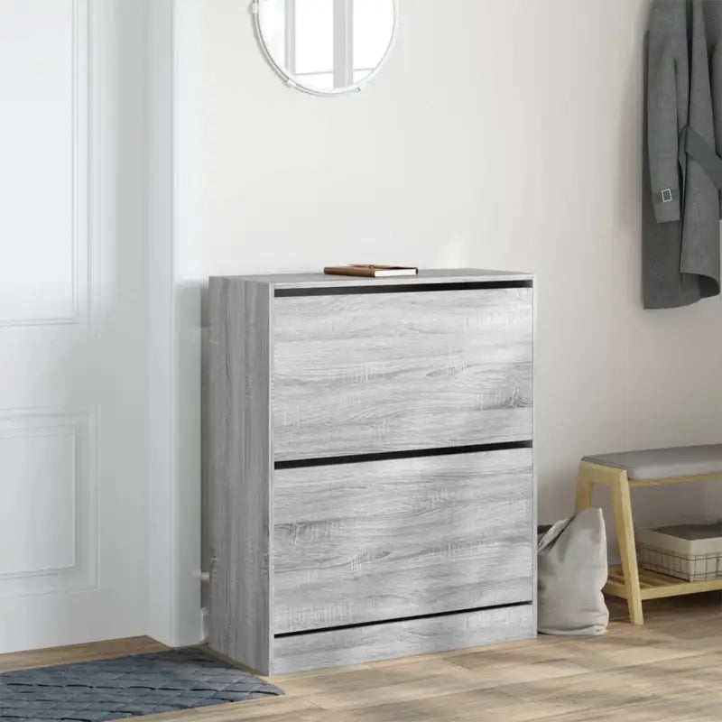 Schoenenkast 80X34X96,5 Cm Bewerkt Hout Eikenkleur Grijs Sonoma