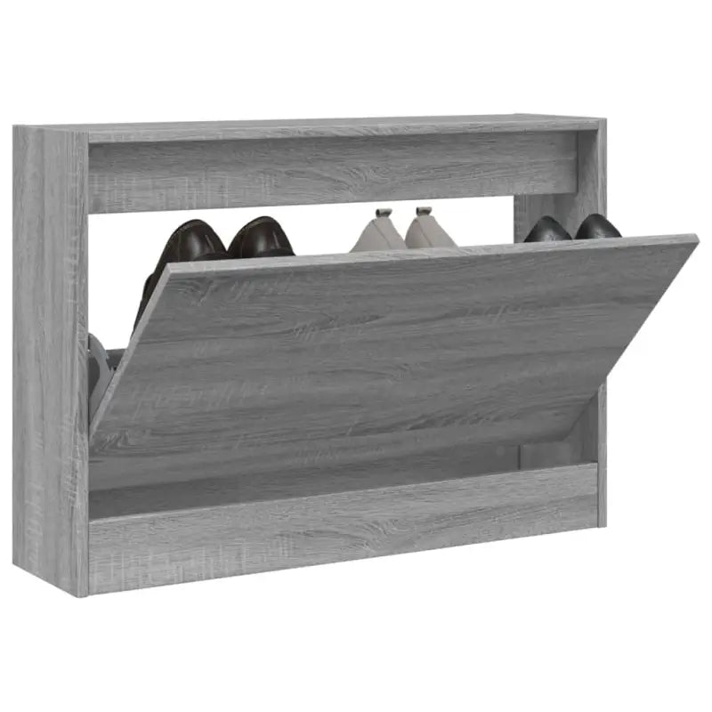 Schoenenkast 80X34X96,5 Cm Bewerkt Hout Eikenkleur Grijs Sonoma