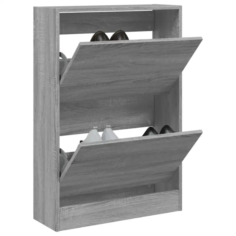 Schoenenkast 80X34X96,5 Cm Bewerkt Hout Eikenkleur Grijs Sonoma