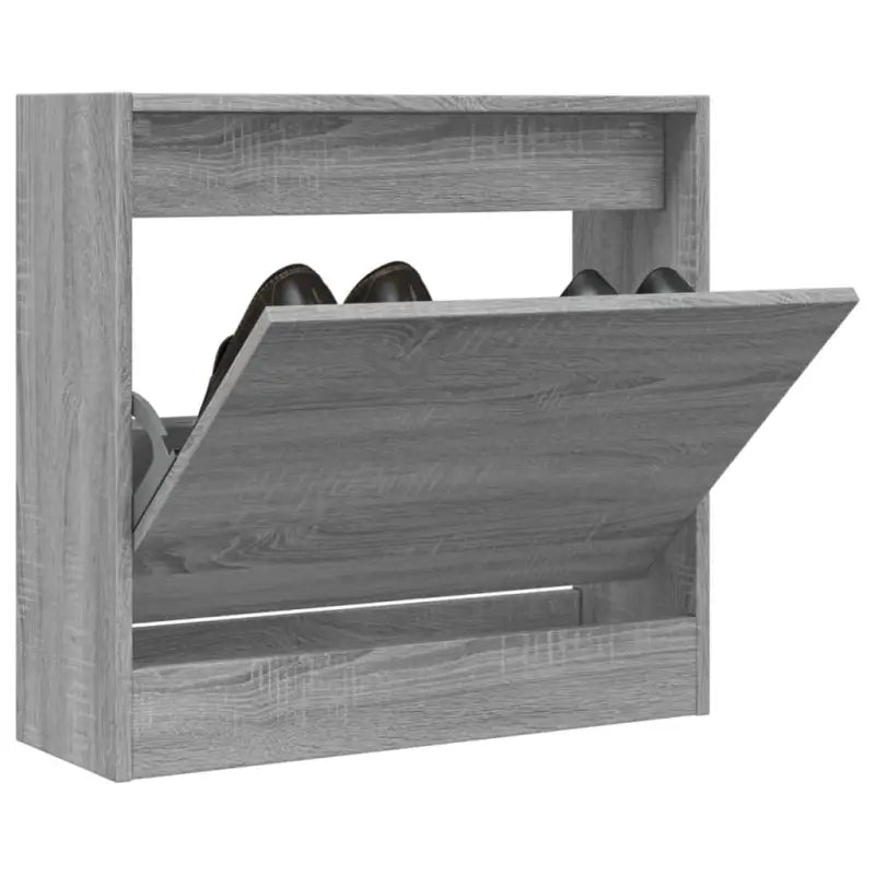 Schoenenkast 80X34X96,5 Cm Bewerkt Hout Eikenkleur Grijs Sonoma