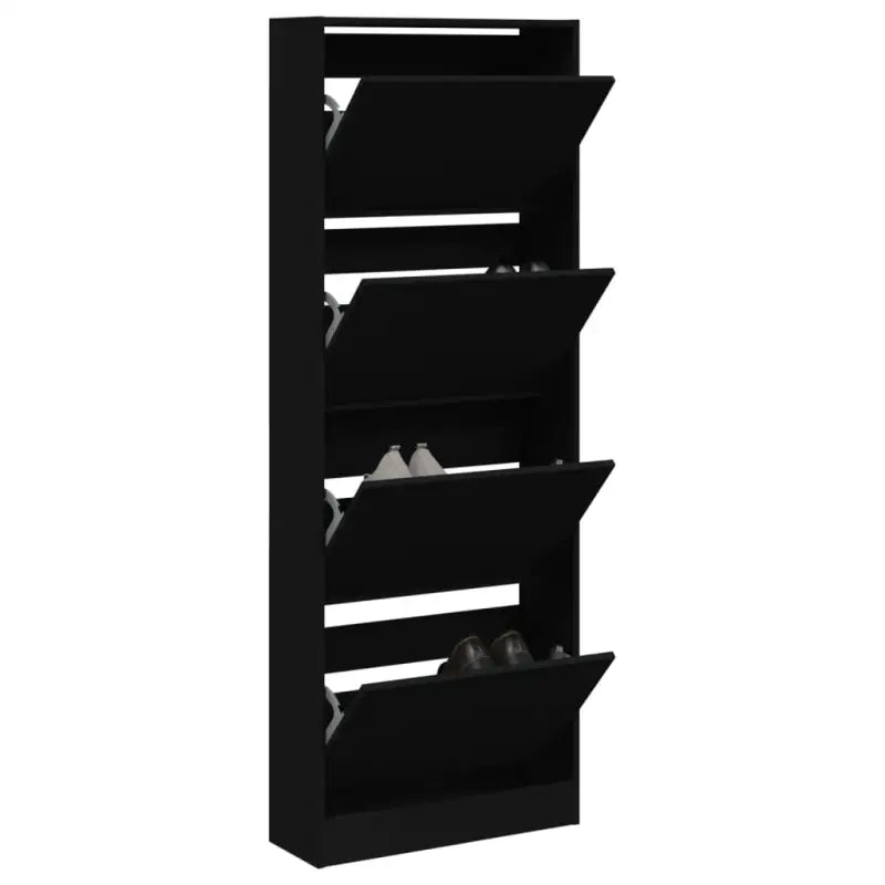Schoenenkast 60X21X125,5 Cm Bewerkt Hout Zwart