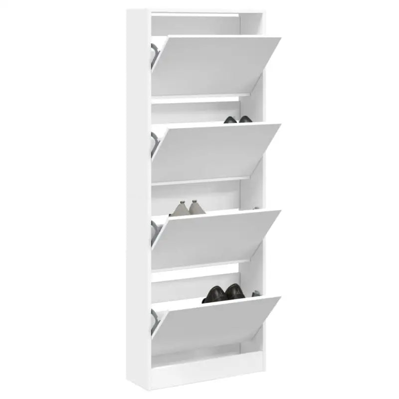 Schoenenkast 60X21X125,5 Cm Bewerkt Hout Wit