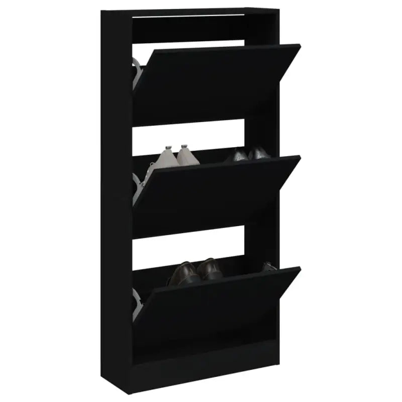 Schoenenkast 60X21X125,5 Cm Bewerkt Hout Zwart