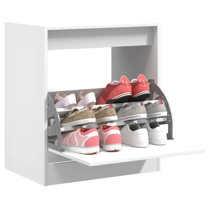 Schoenenkast 60X21X125,5 Cm Bewerkt Hout Wit