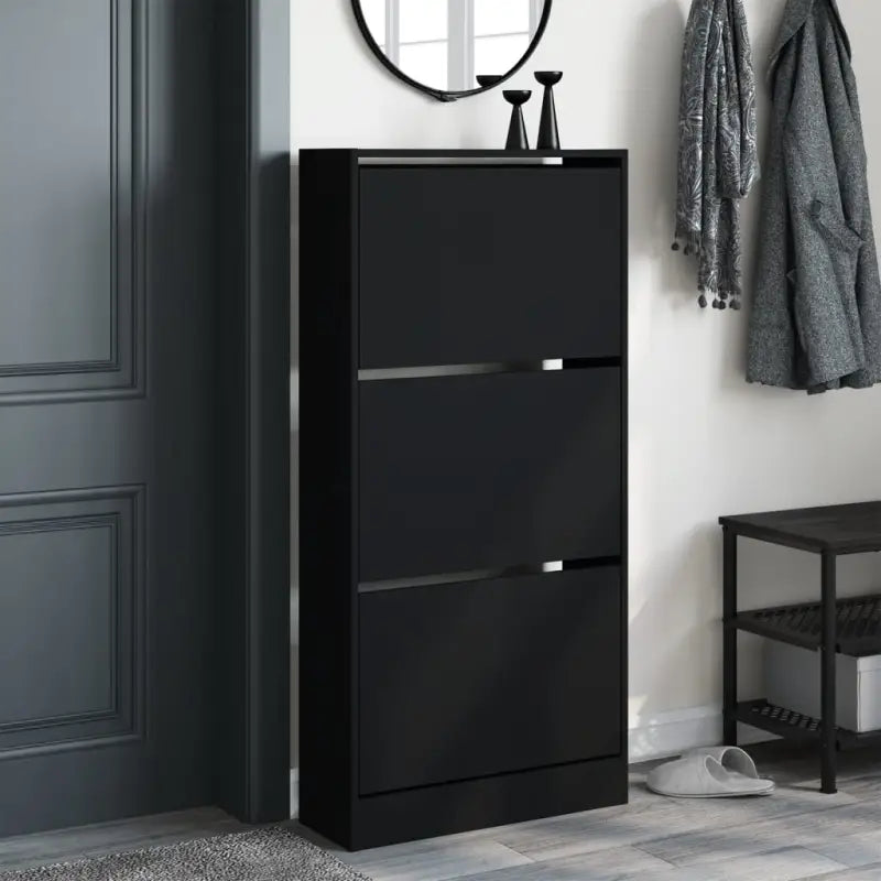 Schoenenkast 60X21X125,5 Cm Bewerkt Hout Zwart