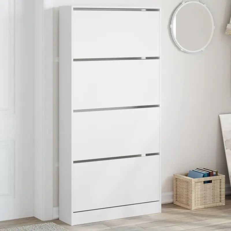 Schoenenkast 60X21X125,5 Cm Bewerkt Hout Wit