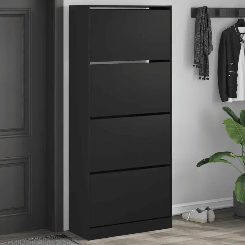 Schoenenkast 60X21X125,5 Cm Bewerkt Hout Zwart