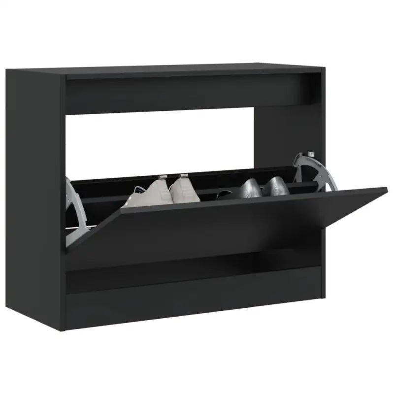 Schoenenkast 60X21X125,5 Cm Bewerkt Hout Zwart