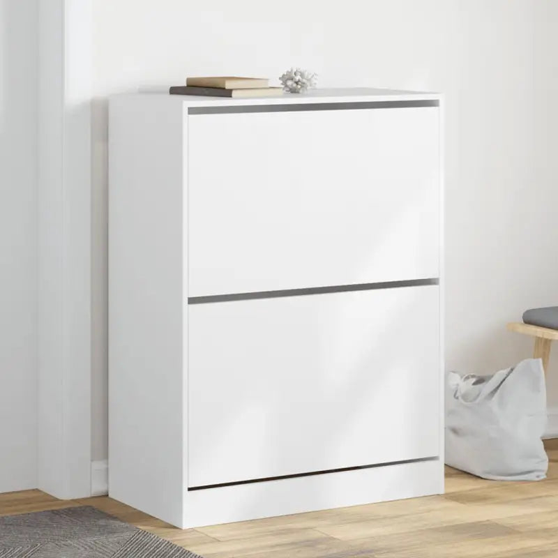 Schoenenkast 60X21X125,5 Cm Bewerkt Hout Wit