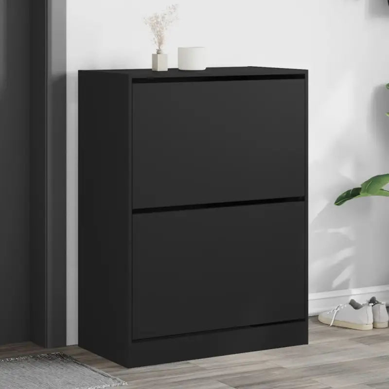 Schoenenkast 60X21X125,5 Cm Bewerkt Hout Zwart