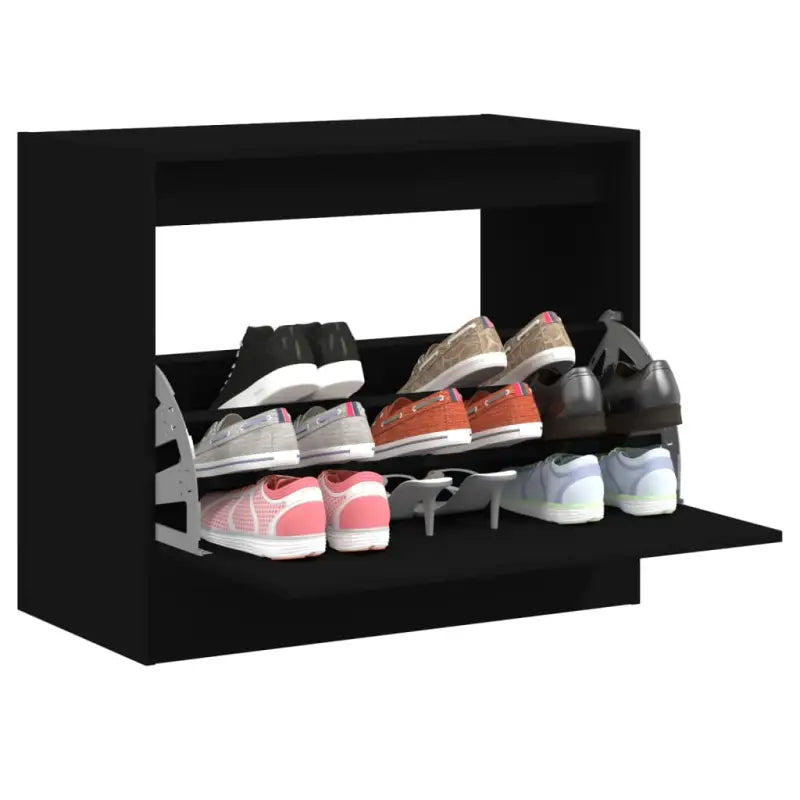 Schoenenkast 60X21X125,5 Cm Bewerkt Hout Zwart