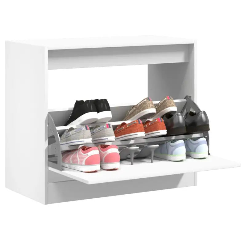 Schoenenkast 60X21X125,5 Cm Bewerkt Hout Wit