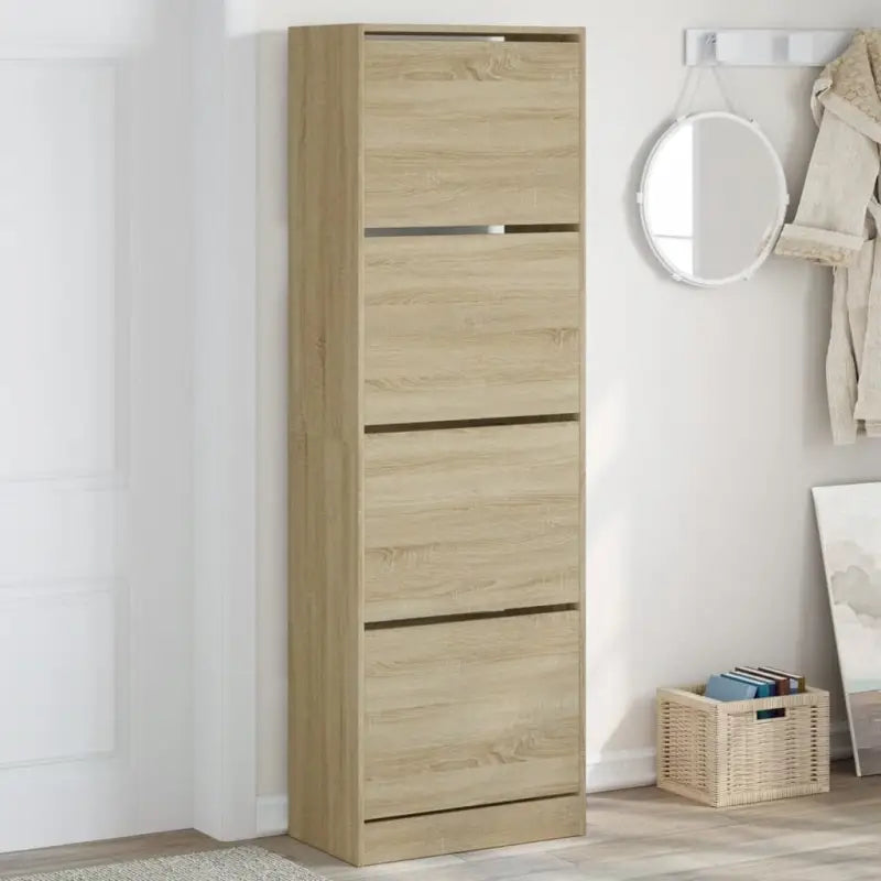 Compact schoenenkast van bewerkt hout voor smalle ruimtes - Sonoma eiken / 60 x 34 x 187.5 cm / 1 - Schoenenrekken