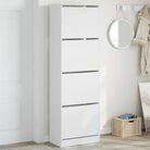 Compact schoenenkast van bewerkt hout voor smalle ruimtes - Wit / 60 x 34 x 187.5 cm / 1 - Schoenenrekken