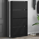 Compact schoenenkast van bewerkt hout voor smalle ruimtes - Zwart / 80 x 21 x 163.5 cm / 1 - Schoenenrekken