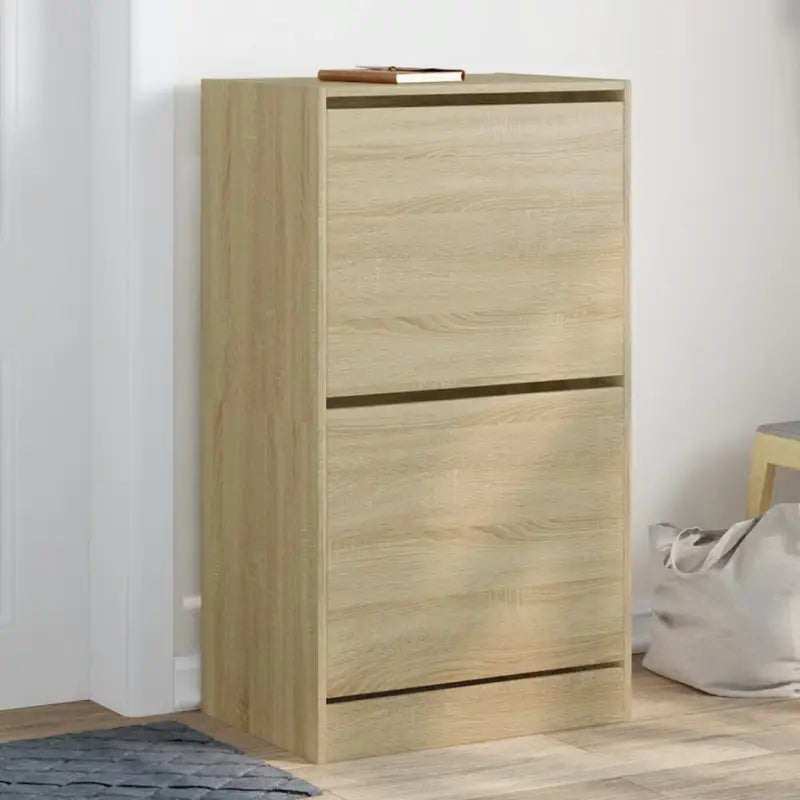 Schoenenkast 80X21X125,5 Cm Bewerkt Hout Kleurig Sonoma Eiken