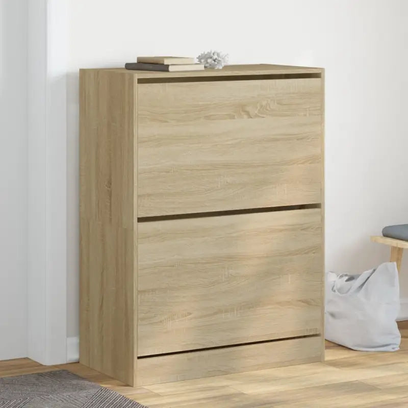 Schoenenkast 80X21X125,5 Cm Bewerkt Hout Kleurig Sonoma Eiken