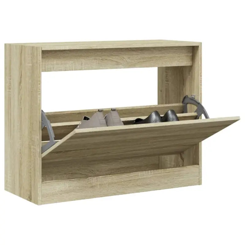 Schoenenkast 80X21X125,5 Cm Bewerkt Hout Kleurig Sonoma Eiken