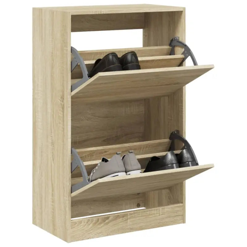 Schoenenkast 80X21X125,5 Cm Bewerkt Hout Kleurig Sonoma Eiken