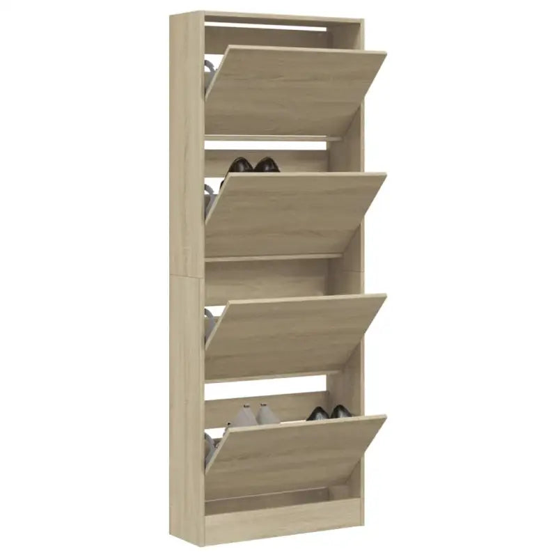 Schoenenkast 80X21X125,5 Cm Bewerkt Hout Kleurig Sonoma Eiken