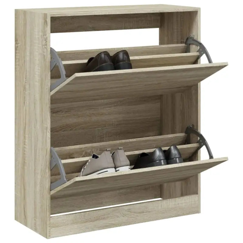 Schoenenkast 80X21X125,5 Cm Bewerkt Hout Kleurig Sonoma Eiken