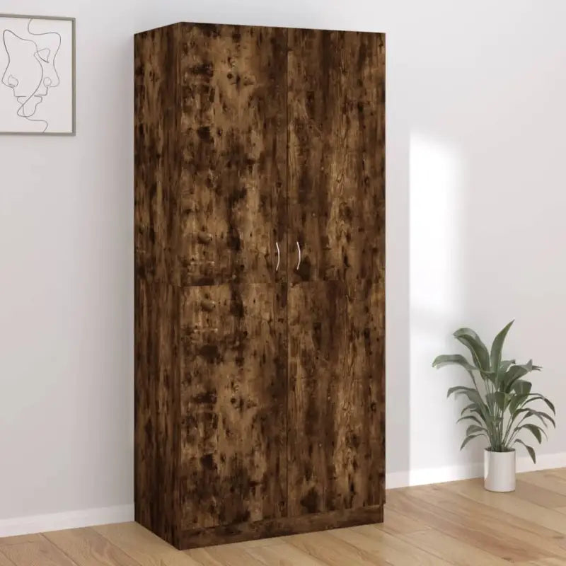 Compacte Kledingkast van Bewerkt Hout voor Stijlvolle Opslag - Gerookt eiken / 1 - Kledingkasten