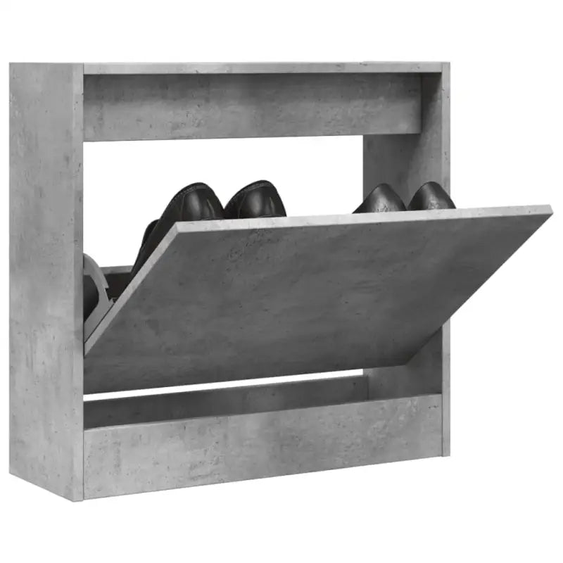 Schoenenkast 80X21X125,5 Cm Bewerkt Hout Betongrijs