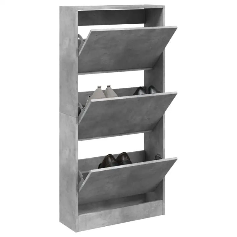 Schoenenkast 80X21X125,5 Cm Bewerkt Hout Betongrijs