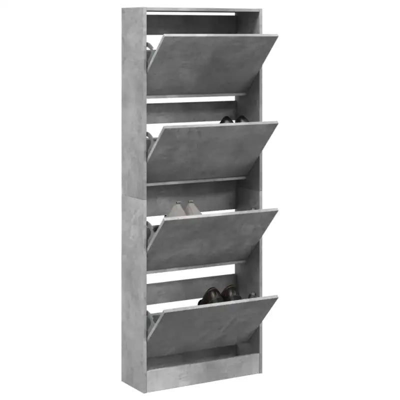 Schoenenkast 80X21X125,5 Cm Bewerkt Hout Betongrijs