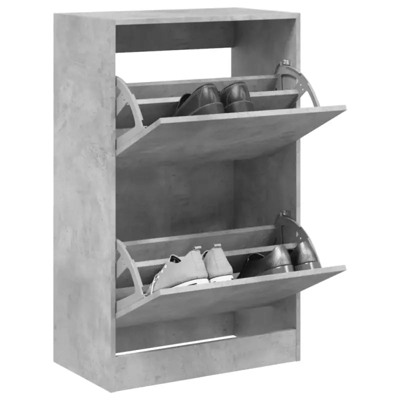 Schoenenkast 80X21X125,5 Cm Bewerkt Hout Betongrijs