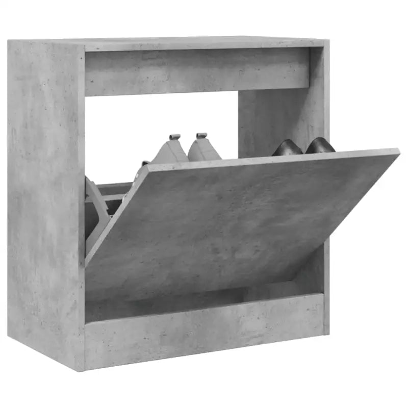 Schoenenkast 80X21X125,5 Cm Bewerkt Hout Betongrijs