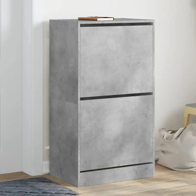 Schoenenkast 80X21X125,5 Cm Bewerkt Hout Betongrijs