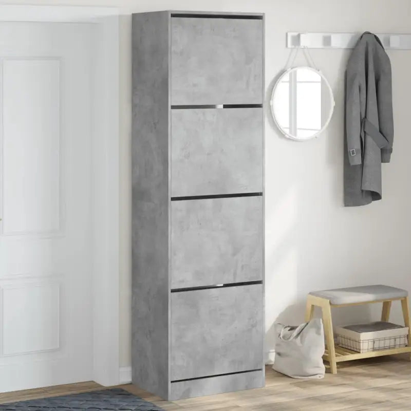 Schoenenkast 80X21X125,5 Cm Bewerkt Hout Betongrijs
