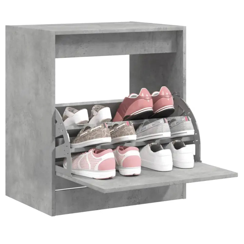Schoenenkast 80X21X125,5 Cm Bewerkt Hout Betongrijs