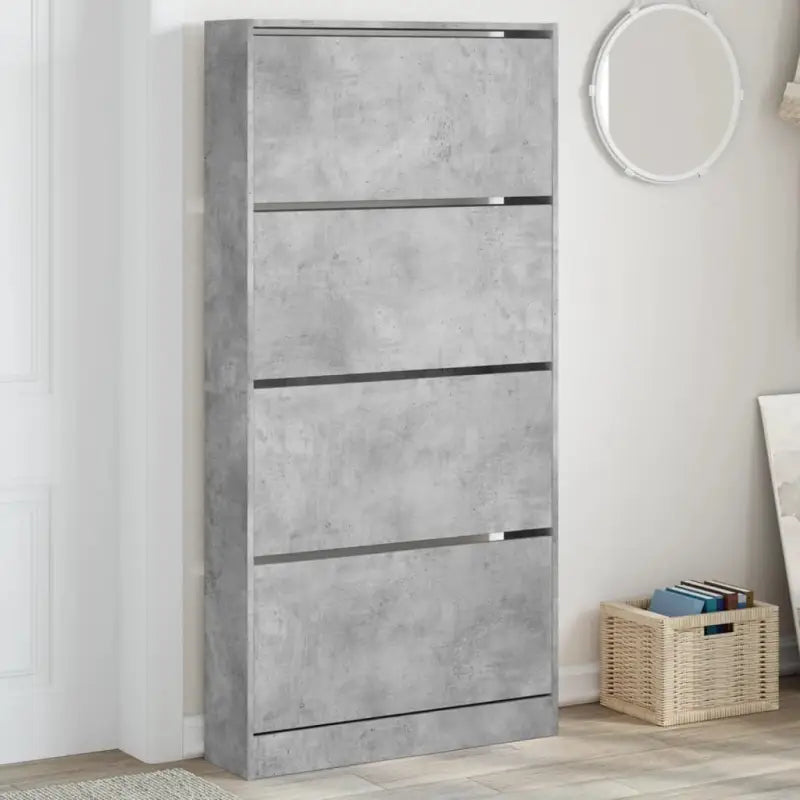Schoenenkast 80X21X125,5 Cm Bewerkt Hout Betongrijs
