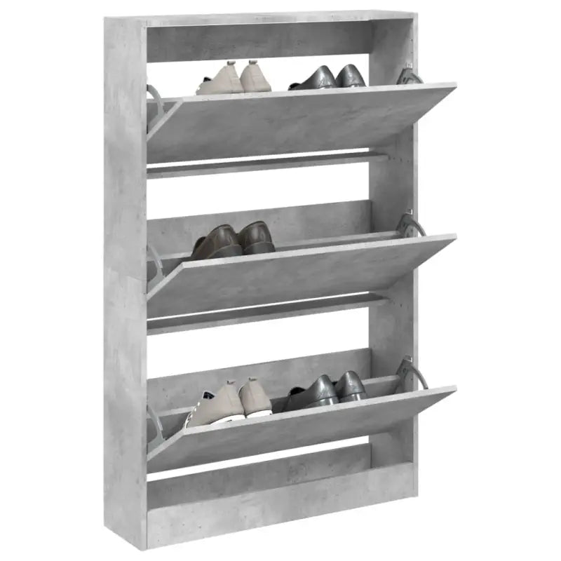 Schoenenkast 80X21X125,5 Cm Bewerkt Hout Betongrijs