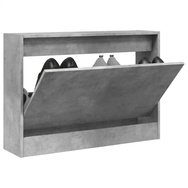 Schoenenkast 80X21X125,5 Cm Bewerkt Hout Betongrijs