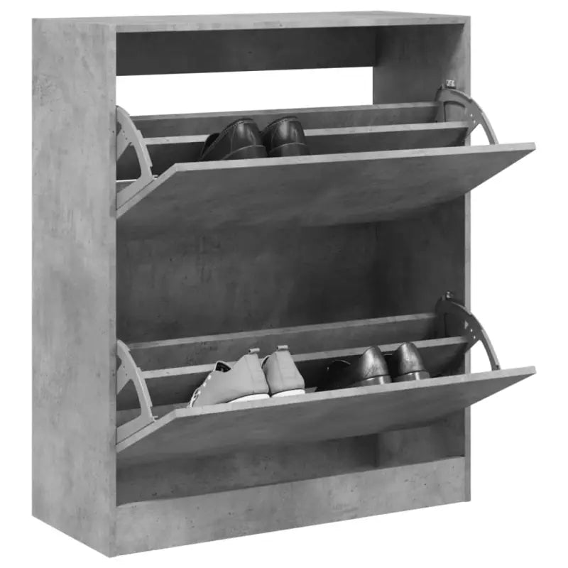 Schoenenkast 80X21X125,5 Cm Bewerkt Hout Betongrijs